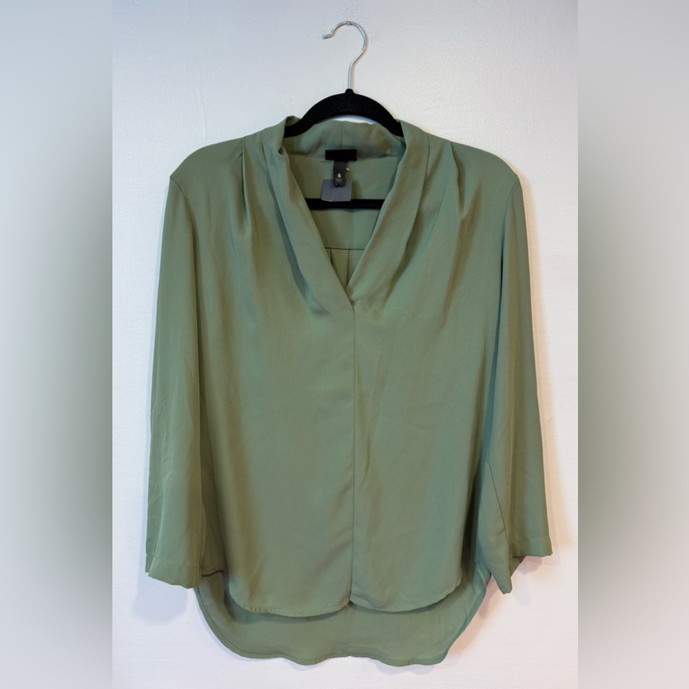 Mossimo Women’s Sheer V-Neck Blouse Army Green Size Small
